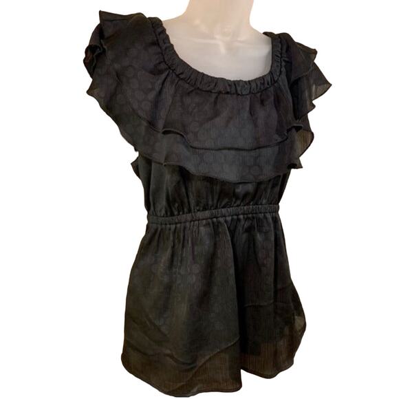 Y2K Ruffle Layer Blouse Feminine Whimsigoth Flounce Polka Dot Fairygoth Chiffon - Picture 3 of 8